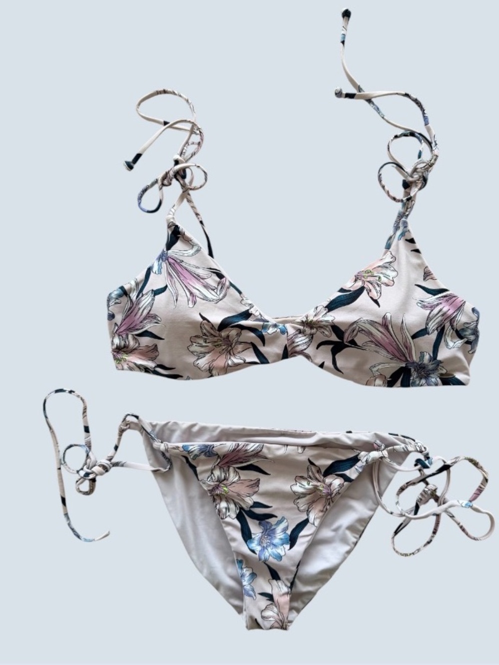 O'Neill Cream Bikini Set with Pastel Pink and Blue Floral Print